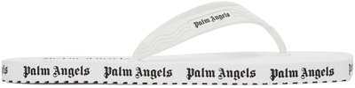 Shop Palm Angels White Logo Sandals In White/black