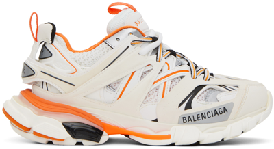 Shop Balenciaga Orange & White Track Sneakers In 9059 White/orange