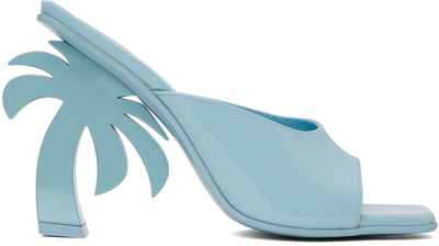 Shop Palm Angels Blue Palm Mules In Light Blue