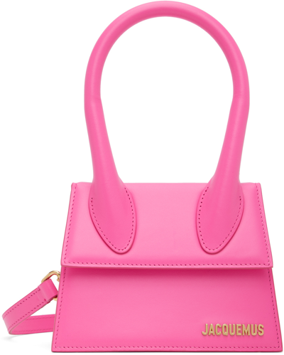 Shop Jacquemus Pink Le Papier 'le Chiquito Moyen' Bag In 434 Neon Pink