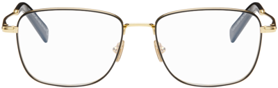 Shop Tom Ford Gold & Black Blue Block Square Glasses In 1 Shiny Black Enamel