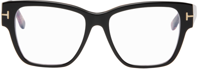 Shop Tom Ford Black & Pink Blue Block Square Glasses In 5 Bilayer Black And
