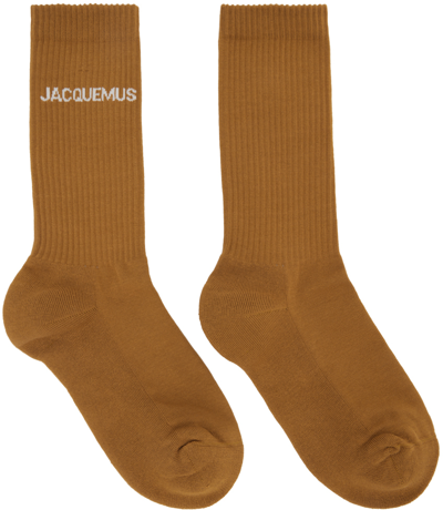 Shop Jacquemus Brown Le Papier 'les Chaussettes ' Socks In 810 Light Brown