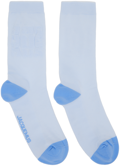 Shop Jacquemus Blue 'les Chaussettes Banho' Socks In 30 Multi-blue