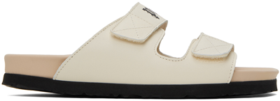 Shop Palm Angels Off-white Logo Sandals In White Beige