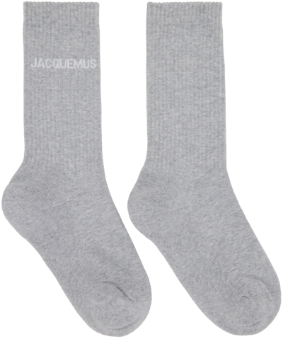 Shop Jacquemus Gray Le Raphia 'les Chaussettes ' Socks In 920 Medium Grey