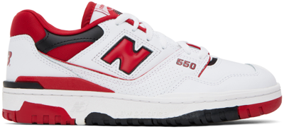 Shop New Balance White & Red 550 Sneakers In White/red