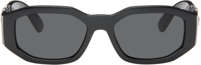 Shop Versace Black Medusa Biggie Sunglasses In Black/silver