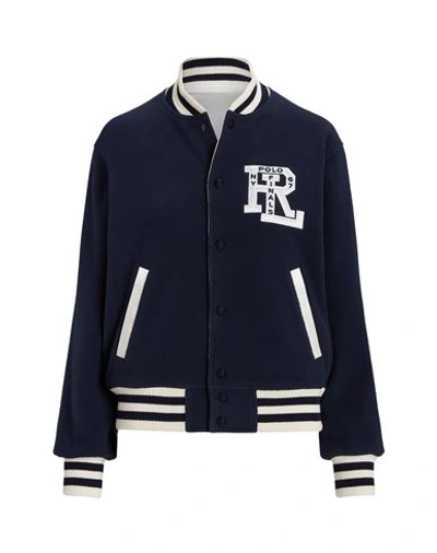 Shop Polo Ralph Lauren Woman Jacket Navy Blue Size M Polyester, Elastane, Cotton, Nylon