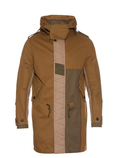 Valentino Patchwork Hooded Duffle Coat, Olive/khaki In Army