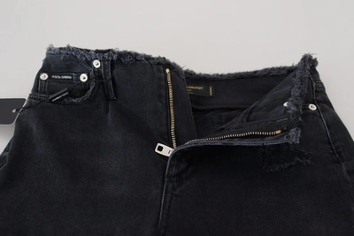 Shop Dolce & Gabbana Black Cotton Skinny High Waist Denim Women's Jeans