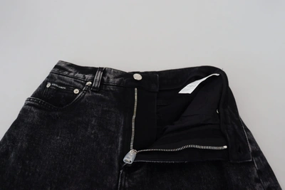 Shop Dolce & Gabbana Black Washed Cotton High Waist Denim Women's Jeans