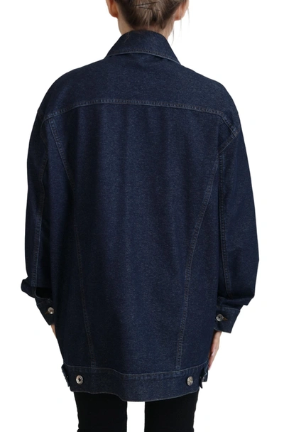 Shop Dolce & Gabbana Blue Button Down Denim Collared Cotton Women's Jacket