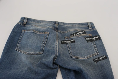Shop Dolce & Gabbana Blue Washed Cotton Tattered Denim Women's Jeans