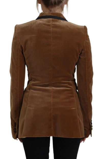 Shop Dolce & Gabbana Brown Double Breasted Blazer Cotton Women's Jacket