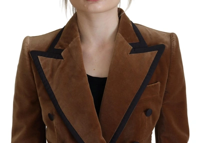 Shop Dolce & Gabbana Brown Double Breasted Blazer Cotton Women's Jacket