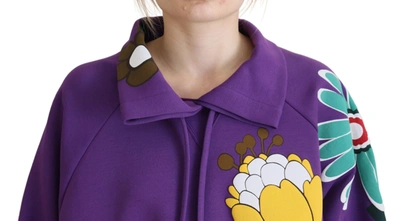 Shop Dolce & Gabbana Purple Floral Print Pullover  Cotton Women's Sweater