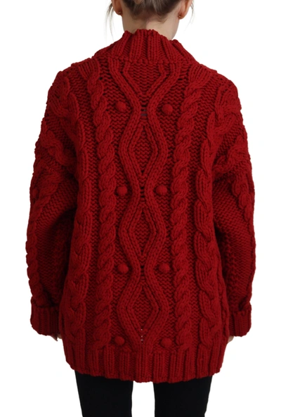 Shop Dolce & Gabbana Red Wool Knit Button Down Cardigan Women's Sweater