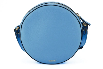 Shop Versace Blue Calf Leather Round Disco Shoulder Women's Bag