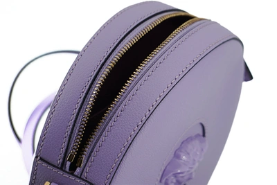 Shop Versace Purple Calf Leather Round Disco Shoulder Women's Bag