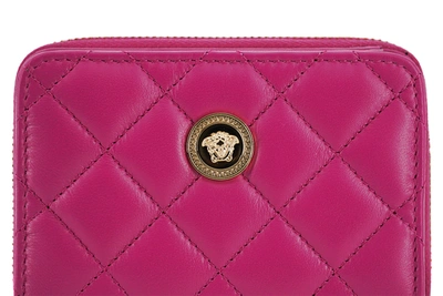 Shop Versace Purple Nappa Leather Bifold Zip Around Women's Wallet