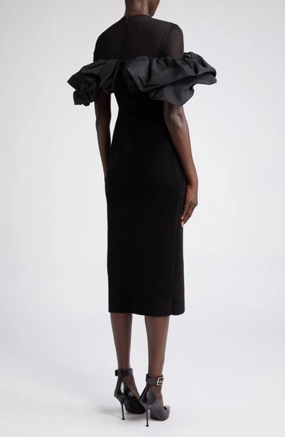 Shop Alexander Mcqueen Ruffle Midi Dress In Black