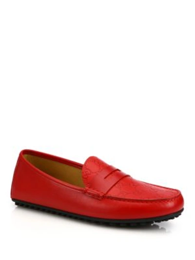 Shop Gucci Kanye Leather Driving Shoes In Red