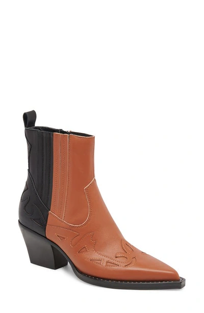 Shop Dolce Vita Ramson Western Boot In Brown/ Black Leather