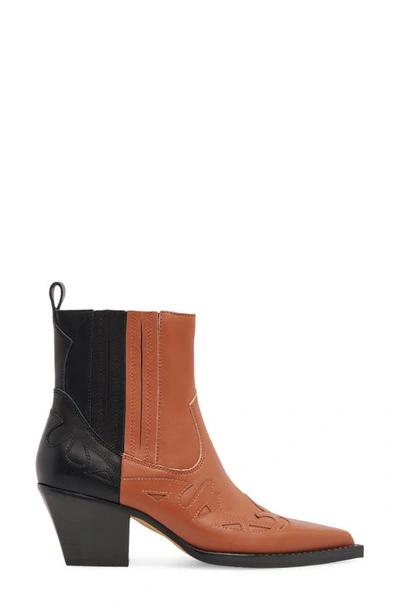 Shop Dolce Vita Ramson Western Boot In Brown/ Black Leather