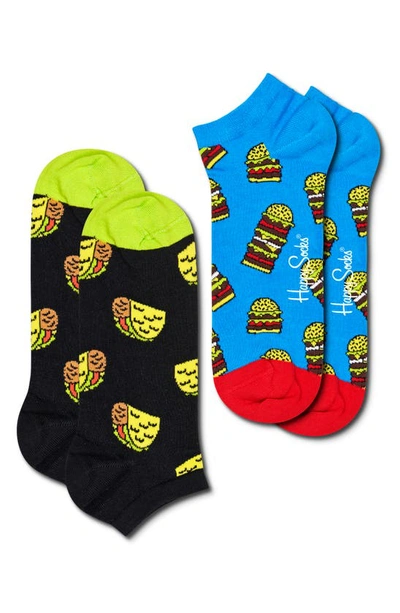 Shop Happy Socks Assorted 2-pack Foodie Ankle Socks In Black