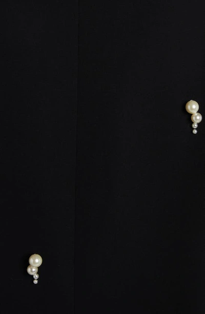 Shop Stella Mccartney Imitation Pearl Detail Stretch Wool Jacket In Black