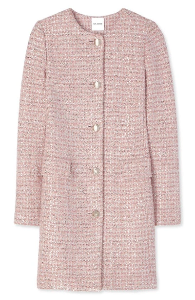 Shop St John St. John Evening Sequin Plaid Tweed Knit Jacket In Pink/ Rose Multi