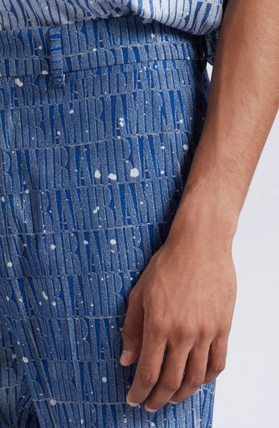 Shop Amiri Paint Splatter Gradient Logo Wool Blend Pants In Blue