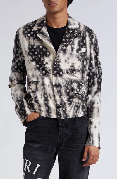 Shop Amiri Bleached Paisley Wool Blend Work Jacket In Black