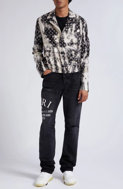 Shop Amiri Bleached Paisley Wool Blend Work Jacket In Black