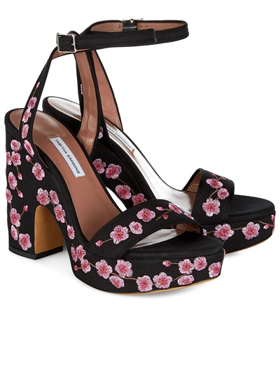 Tabitha Simmons Black Blossom Embroidered Calla Heels