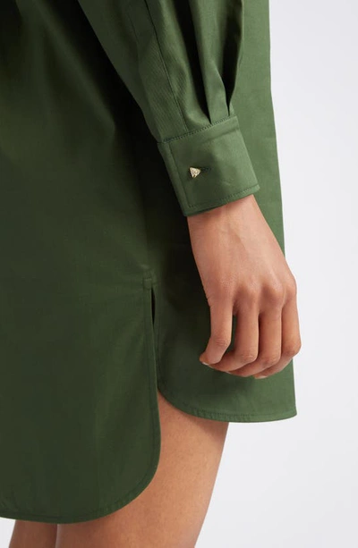 Shop Max Mara Pucci Long Sleeve Stretch Cotton Shirtdress In Moss Green