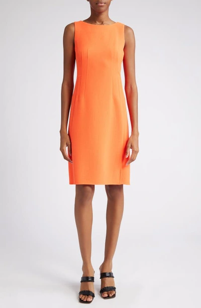 Shop Akris Sleeveless Double Face Wool Crepe Sheath Dress In 762-coral