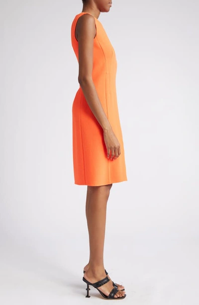 Shop Akris Sleeveless Double Face Wool Crepe Sheath Dress In 762-coral