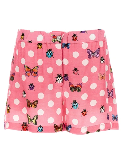 Shop Versace Heritage Butterflies & Ladybugs Polka Dot Bermuda, Short Pink