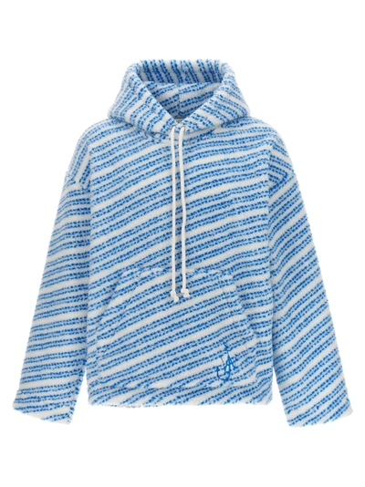 Shop Jw Anderson Logo Embroidered Hoodie Sweatshirt Light Blue