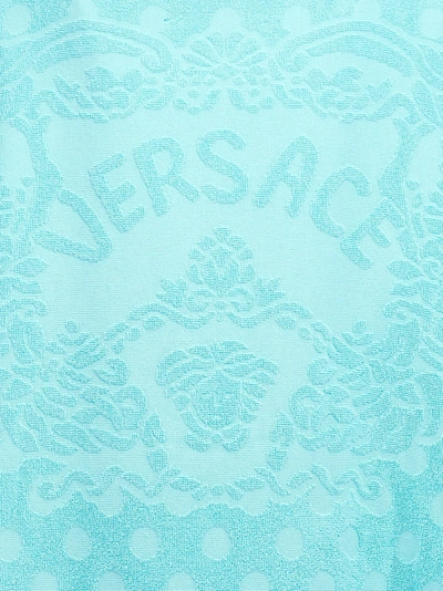 Shop Versace Home Seashell Baroque Polka Dot' La Vacanza Capsule Bathrobe Towels Light Blue