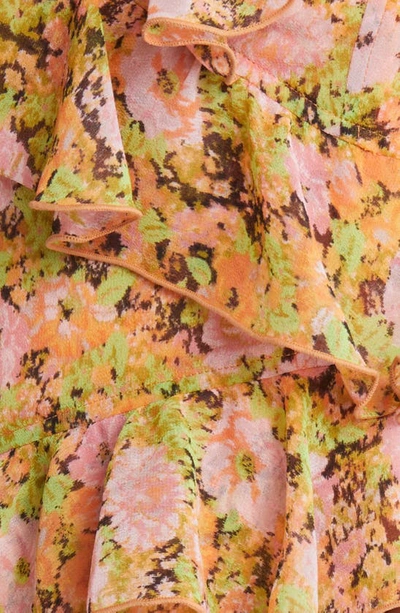 Open Edit Ruffle Sleeveless Crop Top In Orange Multi Meadow Floral