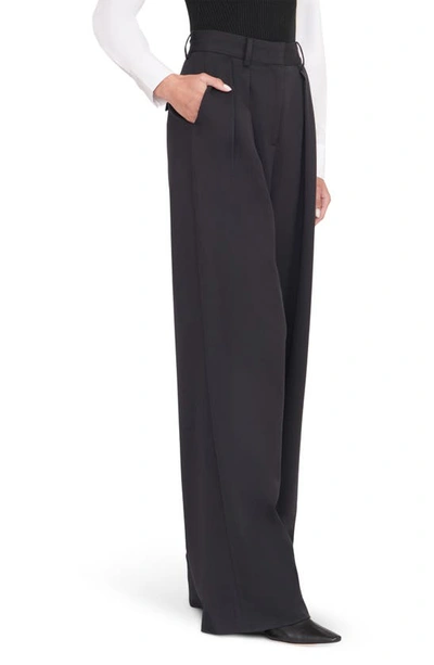 Shop Staud Luisa Pleated Wide Leg Pants In Black