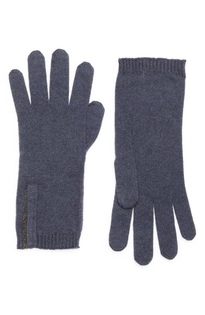 Shop Brunello Cucinelli Monili Detail Cashmere Gloves In C8901 Night Sky