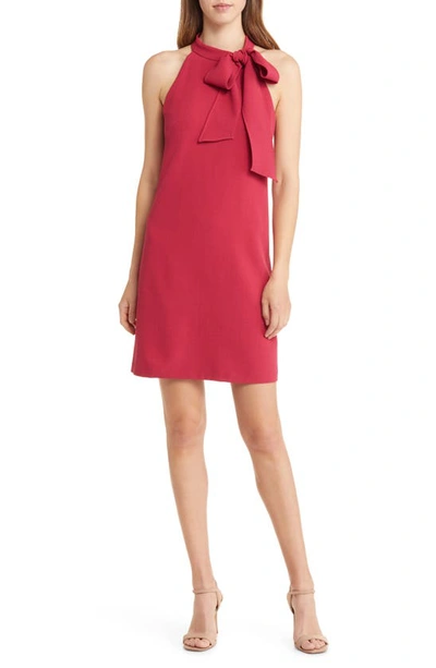 Shop Vince Camuto Tie Neck A-line Dress In Berry