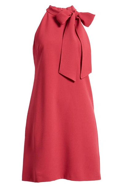 Shop Vince Camuto Tie Neck A-line Dress In Berry
