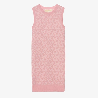 Shop Michael Kors Girls Sparkly Pink Knitted Dress