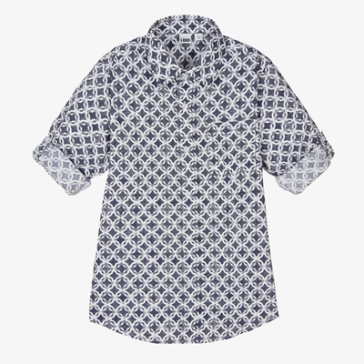 Shop Ido Junior Boys Blue & White Patterned Shirt