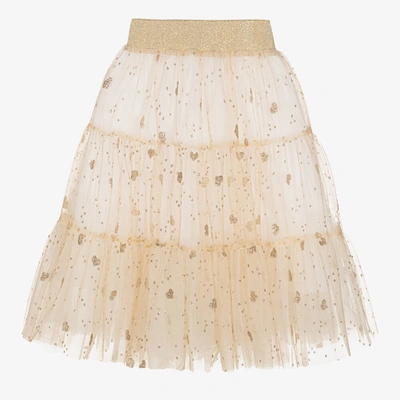 Shop Childrensalon Occasions Girls Gold Glittery Heart Tulle Skirt
